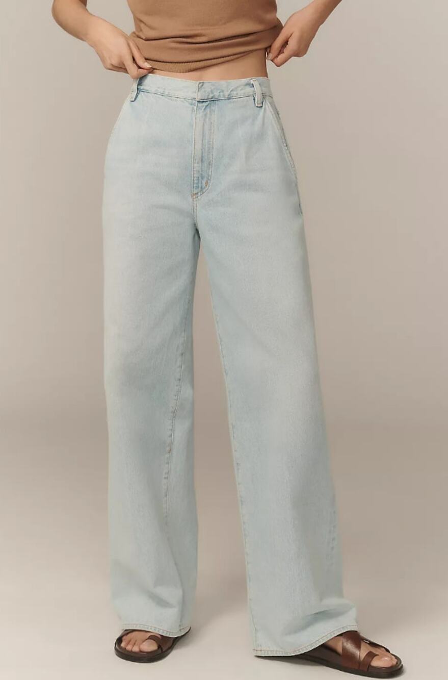 AGOLDE Shona High-Rise Wide-Leg Trouser Jeans Womens 24 Blue Denim Full Length